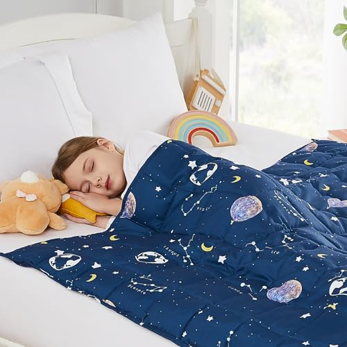 HOSUKKO Weighted Blanket - 5 lbs Navy Starry Sky Heavy Blanket - Small Size Breathable Lap Blanket(36x48, 5 lbs)