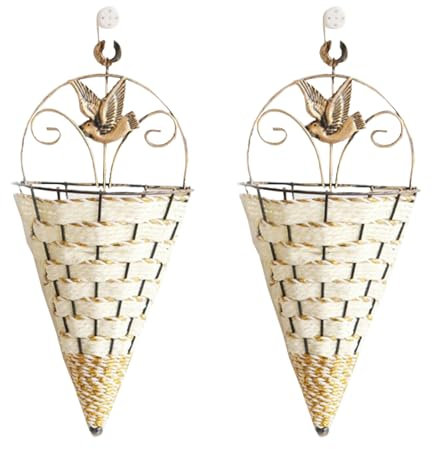 2 Pezzi Cestini di Frutta da Appendere, Appendere, per Cucina Domestica Cesto Portaoggetti,da Parete Frutta Verdura Snack(Bianco)