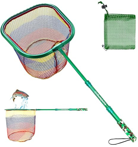 DaddyGoFish Red de Pesca para niños, Bolsa de Cebo telescópica Ultraligera para atrapar Pescado, Rana, pececillos, Mariposa, Playa, Estanque