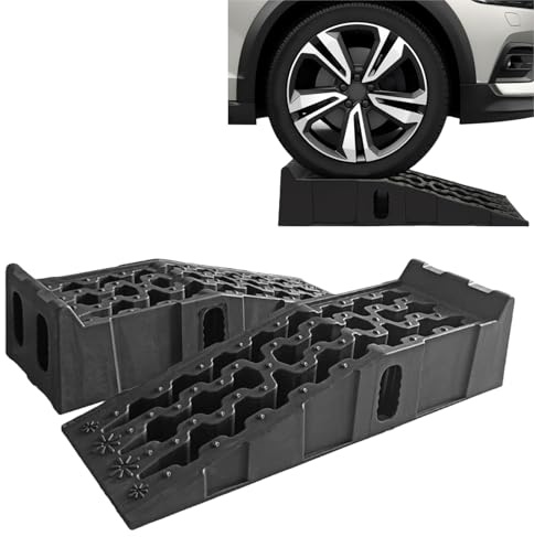 HuKaiL 1 par de rampas de acceso de 7.25 toneladas para coches, rampa de plástico para elevación de hasta 170 mm, rampas de acceso para bordillos, escalones en plazas, entradas, aparcamientos, 92 * 32