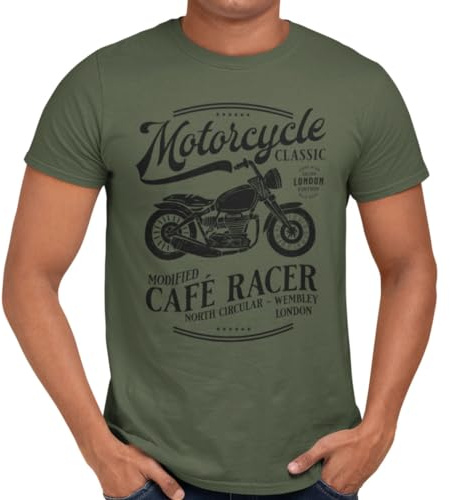 Getting Shirty Café Racer Custom Motorcycle T-Shirt for Men and Women (UK, Alpha, M, Regular, Regular, Green)