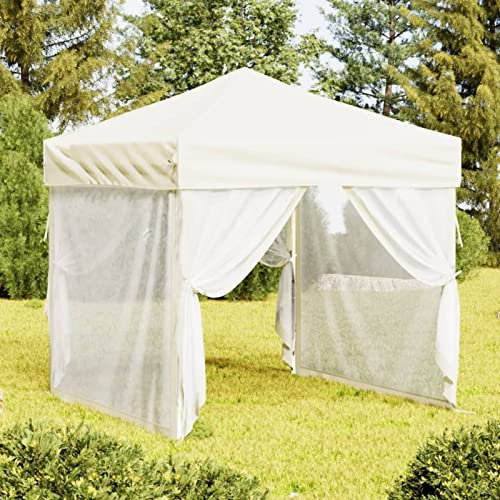 Gecheer Partyzelt faltbar mit Seitenwänden Creme 2x2 m UV- und wasserabweisend für Outdoorveranstaltungen Familienfeiern Grillabende Picknicks Camping Geburtstagsfeiern