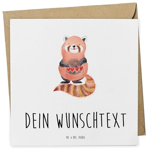 Mr. & Mrs. Panda Personalisierte Karte Roter Panda - Geschenke, Lustige Sprüche, personalisiert, Grußkarten, Grußkarte, Rot, Postkarte, Karten, Lieblingsmensch, Liebe, Herz, Liebling