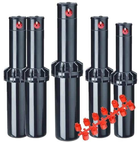 Suinga 5 x Versenkregner Rasensprenger professionelle 3/4'' KRain RPS75, Reichweite 6,7 bis 15,5 m, Schwarz