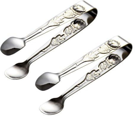 COLLBATH 6pcs Stainless Steel Ice Cube Clips Serving Tongs for Cookies Lemon Slices Ice Tube Clip Multi-Purpose