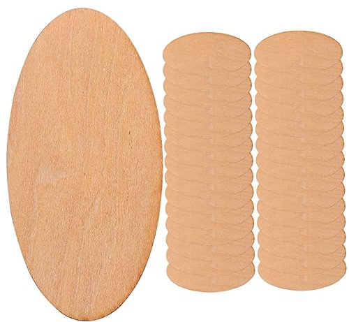 JEWEDECO 100stücke Ovale Holzscheiben Aus Holz Für Diy Dekoration Unfinished Holz Stücke Leere Scheiben Zum Bemalen Für Bastelarbeiten