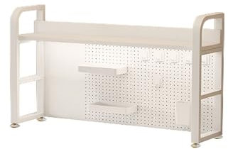 Schreibtisch-Organizer mit Pegboard, Stecktafel für Schreibtisch mit Regal, Lochwand Set,Letterboard, Tisch, Gaming, Computertisch Verlängerungsregal, für Schlafzimmer, Arbeitszimmer, Küche, Büro(Whit