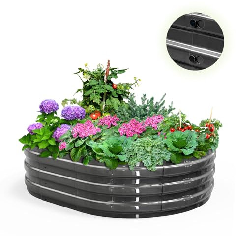 KING BIRD Raised Garden Bed Quick Assembly Galvanized Planter Garden Box Outdoor for Gardening, Vegetables, Flowers, 4x2x1 ft, Olive Green