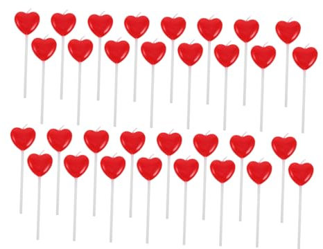 HOMOCONO 50piezas Velas de Corazón Pequeña Roja para Tartas Cupcakes Postres Decoración de San Valentín Aniversarios y Fiestas Románticas