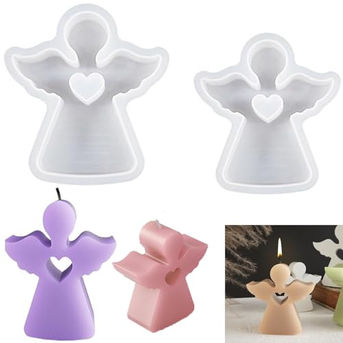 RXKFIGX 2 Stück Silikonform Engel,Silikon Gießformen Engel Kerzenformen zum Gießen,zum Gießen 3D Engel Kerzenformen,zum Gießen Engel Silikon Kerzenform für DIY Kerzen,Seife, Gips, Handwerk
