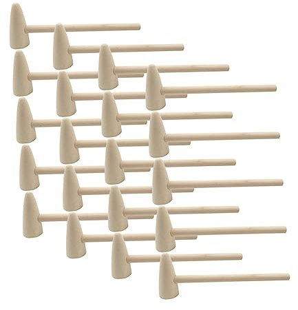 HAWILLOSCH 20pcs Boys and Girls Mini Wooden Hammers Lightweight Mallets for Cake Decorating Play Safe Natural Material for Boy Girl Activities and Party Bag Fillers