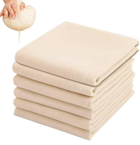 6 panni in mussola da 50 x 50 cm, per cucinare, garza in 100% cotone non sbiancato, grado 90, ultra sottili, riutilizzabili, senza pelucchi, per scolare, cucinare, cuocere al forno, scolare