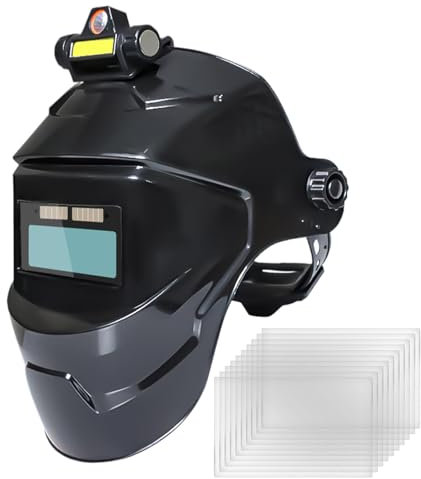 Casco da saldatore auto-oscurante, cappuccio traspirante per saldatura, 4,6 cm, cappuccio protettivo per saldatura traspirante, ad energia solare per la produzione, copricapo confortevole saldatura