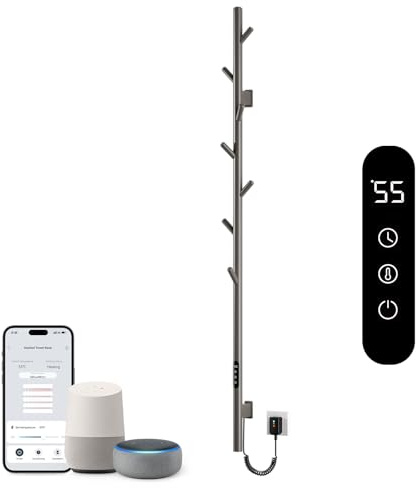 SKYLYZH Scaldasalviette Elettrico Bagno, Termoarredo Tlettrico ad Asta Singola, Scalda Asciugamani Elettrico, Portasciugamani Elettrico, Scaldino Asciugamani, Temperatura Regolabile, Basso Consumo