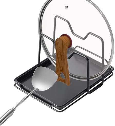 Pot and Pans Organizer - Oven Tray Storage | Size Rakes, Saucepan Lid Holder | Dishes Within Door Rust Pot Holder For Cop