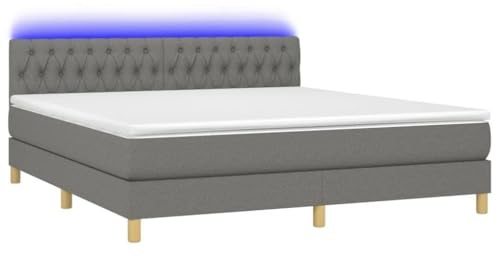 Eleganz Boxspringbett mit Matratze & 180x200 cm Dunkelgrau Stoff - Modernes Schlafsystem mit Beleuchtung für erholsamen Schlaf, ideal für Schlafzimmer