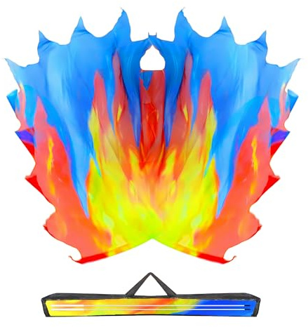 Baisdan Banderas de adoración de agua bendita y fuego de 55 x 45 pulgadas, banderas de danza de alabanza con varillas flexibles y bolsa de transporte, bandera de adoración para baile de iglesia