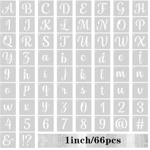 Nogeqi 66 PCS 2inch Letter Stencils for Painting, Reusable Custom Alphabet Number Stencils for Crafts, Fabric Painting, Chalkboard Wood Signs, Door Porch, Wall Art
