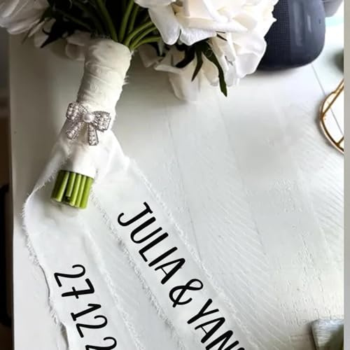 Personalisiertes Brautstraußband, Personalisiertes Hochzeitsgeschenk, Brautandenken, Blumen, Monogramm Zur Dekoration