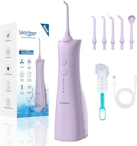 Leominor Idropulsore dentale – Irrigatore orale portatile senza fili, impermeabile IPX7, ricaricabile, per la pulizia dei denti, serbatoio datchable, per la pulizia professionale del filo interdentale