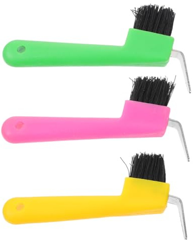 TOBBOMEY Pferdepflege Hufkratzer mit Bürste Hufreinigungsset Ergonomisch Rutschfest Robust für Effektive Fellpflege bei Pferden und Westernreitern Zufällige Farbe Zufällige Farbe