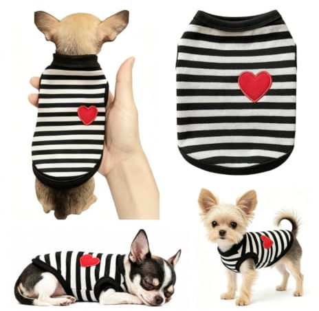 Chihuahua Puppy Dog Jumper Coat Vest Baby Grow PJS Bed Top Tiny Toy Teacup Miniature Kitten Small Pets New Pups Extra Tiny Breeds 8 10 12 Weeks (Black + White, XXXS)