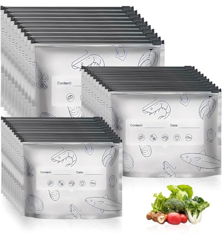 HMCEY Lot de 30 Sac Congelation Zip,Sac de Conservation Alimentaire,Sachet Nourriture Réutilisables,Reusable Freezer Bags,Snacks Sacs de Rangement Sandwich,Sacs de Stockage Alimentaire pour Fruits
