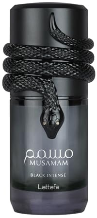 Lattafa Musamam Black Intense – Spicy, Woody, Amber, Aromatic – Eau de Parfum Spray Long-Lasting Fragrance for Unisex, 3.4 Ounce / 100 ml