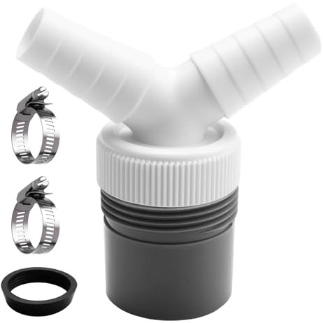 Washing Machine Drain Adapter Y-Connector, Double Connection Y-Shaped Waste Pipe Connector, 0.75-0.95 Y-Piece Splitter Connector Drain Adaptor for Hose Diameter 40 mm Input with Hose Clamp