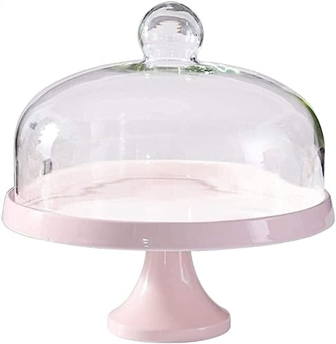 Alzata per torte con coperchio, alta e decorativa, con cupola in vetro trasparente, 22,9 cm, perfetta per torte, dessert e pasticcini (dimensioni: 27,8 cm)