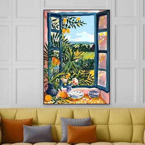 Öppet fönster Henri Matisse Poster Henri Medelhavet Apelsinträd Kustutsikt Canvastavla Heminredning (50x70cm/Utan ram)