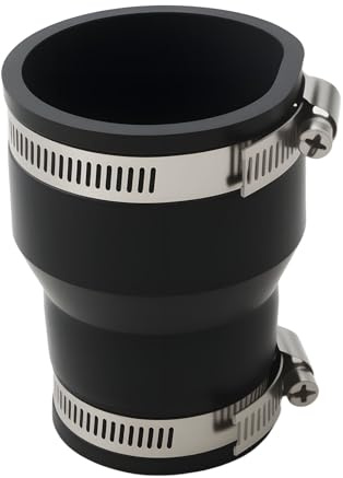 2 x 1.5 Flexible Reducer Rubber Coupling with Hose Clamps Reducing | Connector Adapter for PVC Pipe Hose Fitting Pond Liner 2″ (50mm - 63mm) to 1.5″ (38mm - 50mm) Flexible Couplings