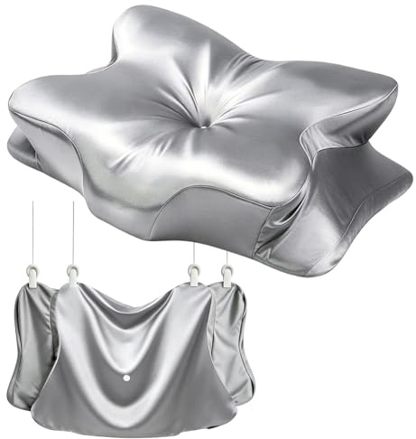 Satin Kissenbezüge für 63x38x14cm Nackenstützkissen, Seiden Kissenbezug, Silber Satin Kopfkissenbezug, Hautfreundlich und Weich, Maschinenwaschbar, Silber Silk