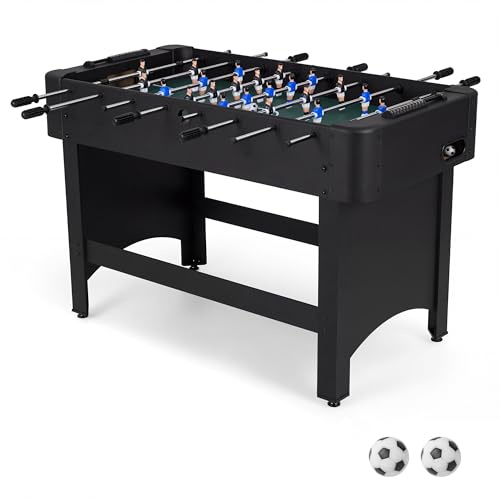 GOPLUS Futbolín para Niños y Adultos con 2 Pelotas, 22 Jugadores y 2 Contadores de Puntuación, Futbolín de Mesa de Madera con Patas para Reuniones Familiares y Fiestas, 103 x 58 x 79 cm (Gris)