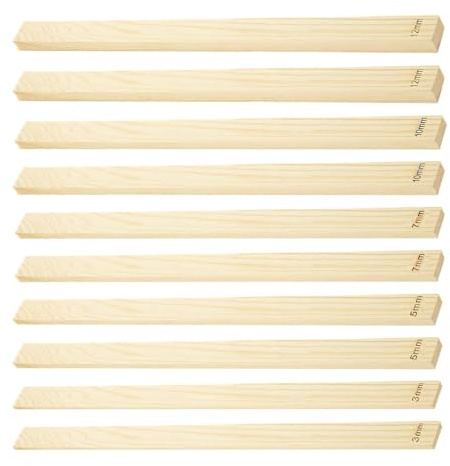 10 Pcs Premium Wooden Clay Rolling Pin Thickness Guides Set, Pottery Tools for Precise Slab Making, 3/5/7/10/12 mm Rolling Pin Guides, Essential Clay Tools for Sculpting and Crafting