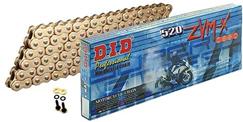 DID Cadena 520ZVM-X (Oro y Oro) - Longitud: 96 eslabones con unión remachada (ZJ)