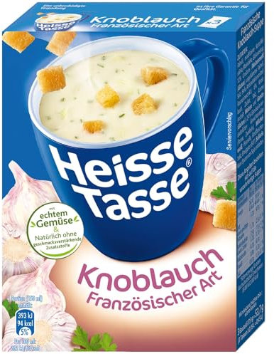 Heisse Tasse Französische Knoblauch-Suppe - In nur 2 Minuten fertig – Einfach heißes Wasser hinzufügen – Der perfekte Suppen-Snack (12er pack)