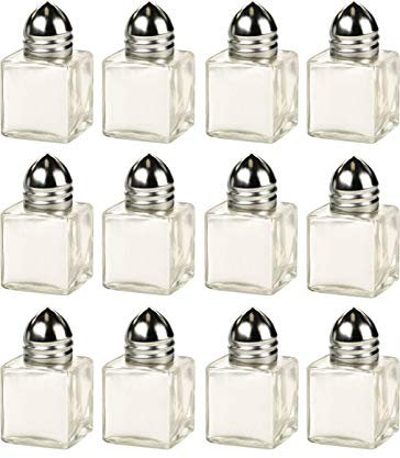 Circleware Glass Mini Salt and Pepper Shakers 12-Piece Set, Kitchen Glassware Preserving Containers, Perfect Himalayan Seasoning Spices, 0.5 oz Each, Clear