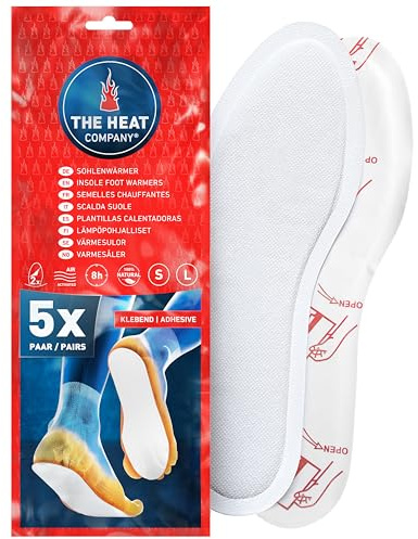 THE HEAT COMPANY Scalda-Suole adesivo - 5 paia - EXTRA CALDO - Scaldapiedi - 8 ore piedi caldi - pronti all'uso - autoriscaldante - puro naturale - Taglia LARGE: 41-46