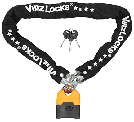 VINZ Makalu Lucchetto a Catena Moto Antifurto | ø11mm Acciaio Temperato | Con Tre Chiavi | Antifurto Versatile per Moto o Scooter | Disponibile in diverse misure - 120 cm