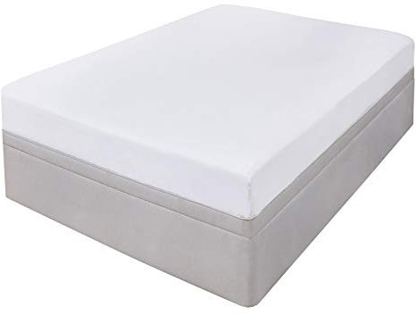 Highams Sábana Bajera Ajustable 100% algodón, teñido Liso, fácil de Planchar, Blanco Puro, Individual