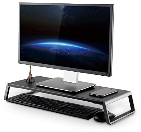 ThingyClub Monitor Stand Riser with Metal Feet for Computer Laptop iMac TV LCD Display Printer, Computer Monitor Riser with Desk Tabletop Organizer 20x9.45inch Sturdy Platform Save Space (Black)