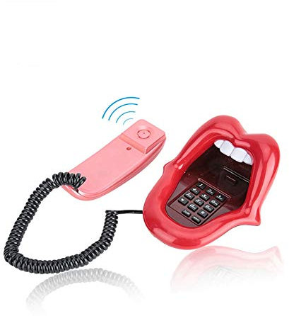 Denash Téléphone Fixe Fixe, lèvres Rouges, Grande Langue, téléphone de Bureau avec Fil, téléphone Fixe pour la décoration d'hôtel