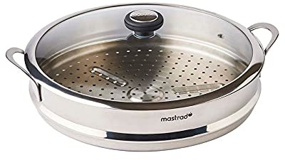 MASTRAD F63880 O'Wok – Se adapta con el Wok O'Wok Gourmet Cocina Sana & Rapid-InoX-Cesta Vapor + Tapa 32 cm de diámetro