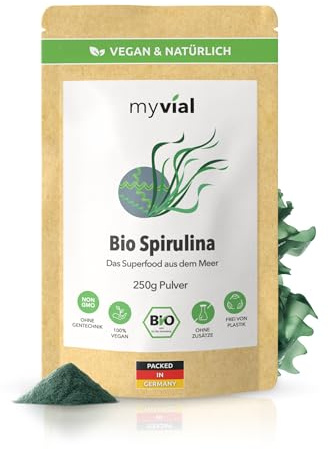 Bio Spirulina Pulver 250 g – 100 % rein & vegan – ohne Zusätze, plastikfrei verpackt – reich an pflanzlichem Protein & B-Vitaminen – laborgeprüft aus kontrolliertem Anbau