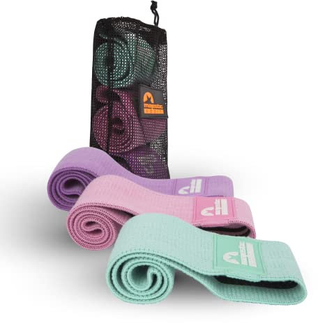 MAJESTIC SPORT Booty Band Set, 3X Stärken & Längen, 3X Designs, Inkl. Tragebeutel (Hip Bands, Fitnessbänder, Trainingsbänder)