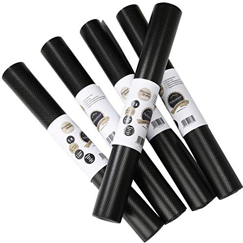 5 x Schubladenmatten von Adsamm® / stabile Antirutscheinlage mit 1.2 mm Stärke in Schwarz / 48 x 200 cm zum Zuschneiden/langfristiger Schutz für Laden, Fächer in Küche und Büro