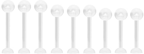 NewkeepsR 1.6mm Bioplast Transparent Flacher Zungennippelring Flexible Halter Abstandshalter Labret Bar