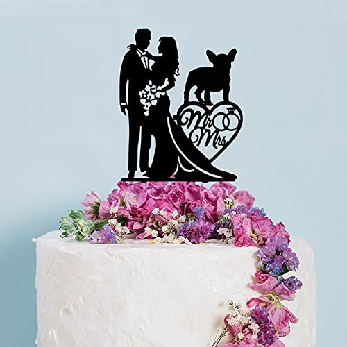 Couple Wedding Cake Topper Bride And Groom With French Bulldog Dog Cake Topper Custom Dog Pet Topper Personalized Wedding Topper Bride Cake Topper Gift for Wedding Anniversary