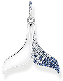THOMAS SABO Anhänger Schwanzflosse mit blauen Steinen 925 Sterlingsilber, Geschwärzt